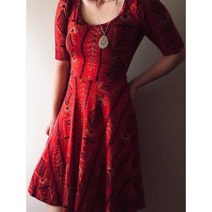 {LuLaRoe} Red Boho Nicole Dress